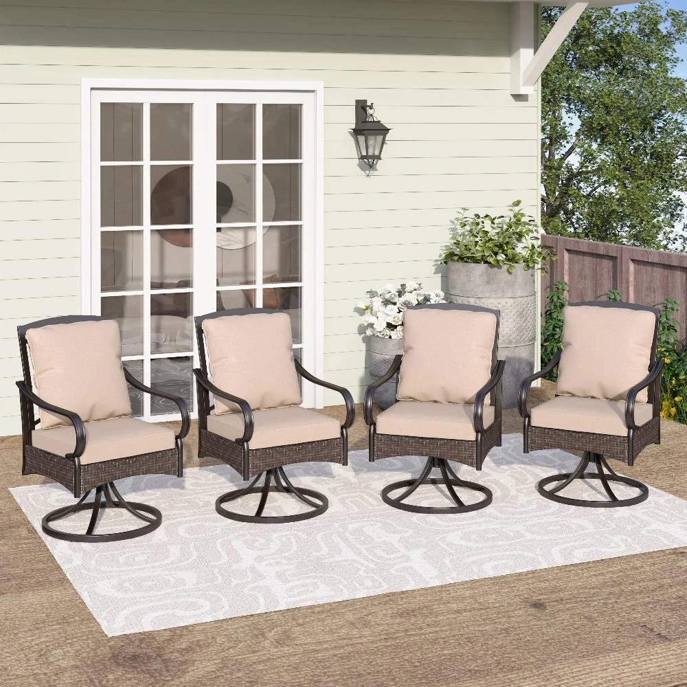 Outdoor Rattan Swivel Dining Chairs For Graden, Balcony PHI VILLA 12 Outdoor Rattan Swivel Dining Chairs For Graden, Balcony PHI VILLA - Image 10