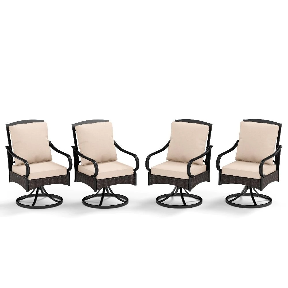 Outdoor Rattan Swivel Dining Chairs For Graden, Balcony PHI VILLA 13 Outdoor Rattan Swivel Dining Chairs For Graden, Balcony PHI VILLA - Image 11