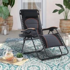 PHI VILLA Oversize Padded Adjustable Zero Gravity Chair With Cup Holder