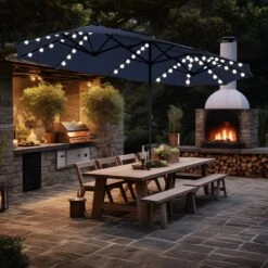 PHI VILLA 13Ft Double-Sided Umbrella - Solar Powered LED Lights, Adjustable Crank, And Durable Construction -Phi Villa PHI VILLA 13Ft Double Sided Umbrella Solar Powered LED Lights Adjustable Crank and Durable Construction NV