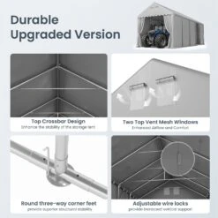 PHI VILLA 13x32ft Premium Outdoor Gray High Carport Best Durable Storage Shed 16 PHI VILLA 13x32ft Premium Outdoor Gray High Carport Best Durable Storage Shed -Phi Villa PHI VILLA 13x32ft Premium Outdoor Gray Carport07