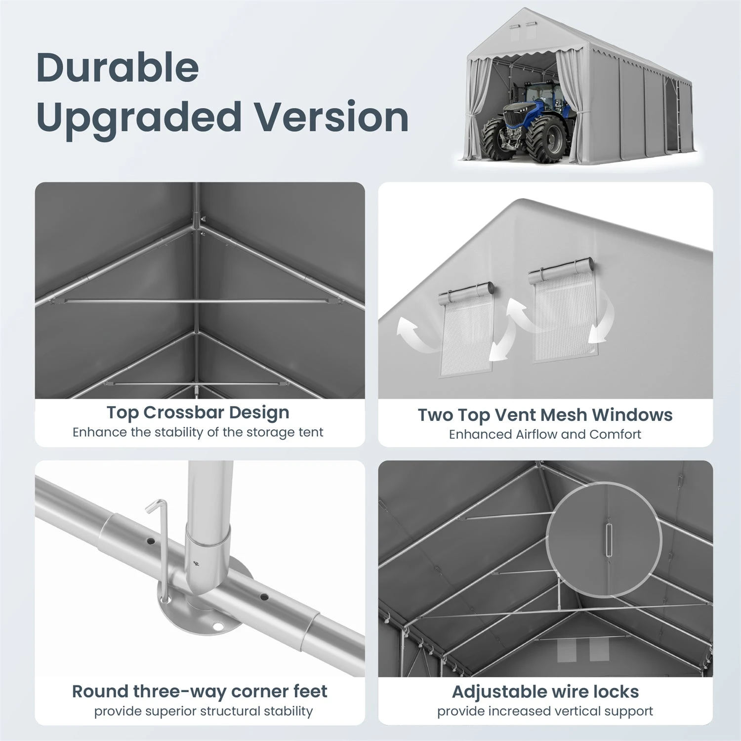 PHI VILLA 13x32ft Premium Outdoor Gray High Carport Best Durable Storage Shed 8 PHI VILLA 13x32ft Premium Outdoor Gray High Carport Best Durable Storage Shed - Image 6