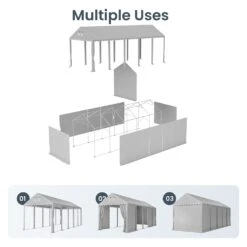 PHI VILLA 13x32ft Premium Outdoor Gray High Carport Best Durable Storage Shed 18 PHI VILLA 13x32ft Premium Outdoor Gray High Carport Best Durable Storage Shed -Phi Villa PHI VILLA 13x32ft Premium Outdoor Gray Carport09