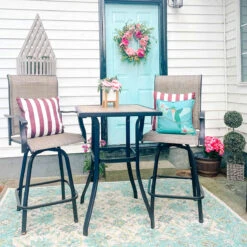 3/5-Piece Patio Bistro Set Of Textilene Swivel Bar Stools PHI VILLA -Phi Villa PHI VILLA 3 Piece All Weather Swivel Bar Stools 2f923ea3 2318 4c54 886c 482d42e18b60