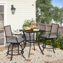 PHI VILLA 3-Piece Patio Bar Set With 2 Swivel Rattan Bar Stools & 1 Square Table -Phi Villa PHI VILLA 3 Piece Patio Bar Set With 2 Swivel with Rattan Bar Stools 1 Square Table 2 a01c886b 4d86 49fd 952b b38e39841595