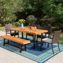 PHI VILLA 7-Piece Outdoor Dining Set With 6 Rattan Chairs & Acacia Wooden Table 33 PHI VILLA 7-Piece Outdoor Dining Set With 6 Rattan Chairs & Acacia Wooden Table -Phi Villa PHI VILLA 6 Piece Acacia Wood Outdoor Dining Set 7f9996cf e6f2 4c1b bbba ad10ab80c6ac