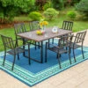 PHI VILLA 7-Piece Patio Dining Set 6 Stackable Chairs And Rectangle Table -Phi Villa PHI VILLA 7 Piece Patio Dining Set 6 Stackable Chairs and Rectangle Table