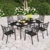 PHI VILLA 7-Pcs Patio Dining Set 6 Stackable Chairs And Enlarged Rectangle Table -Phi Villa PHI VILLA 7 Piece Patio Dining Set 6 Stackable Chairs and Rectangle Table 5548acd7 2297 44dc a2a7 a0ec04c46762 1