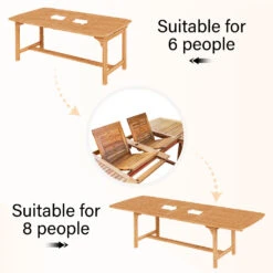 Phi Villa 7/9-Pcs Wooden Outdoor Dining Set With Expandable Table For Garden -Phi Villa PHI VILLA 79 Pieces Acacia Wood Outdoor Dining Set Wih Expandable Teak Dining Table Wooden Chairs with Cushions 6
