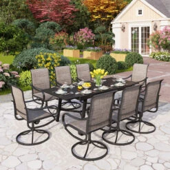 7/9-Piece Outdoor Dining Set With Extendable Table For Multiple Uses PHI VILLA