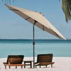 PHIVILLA 9ft Manual-tilted Outdoor Patio Umbrella With Crank Handle