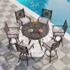 Phi Villa Cast Aluminum High Bar Dining Set With Round Table And 6 Swivel Bar Stool Chairs -Phi Villa PHI VILLA Cast Aluminum High Bar Dining Set for 6 Person 975589e1 8b04 4190 ba47 e63f811ebb09