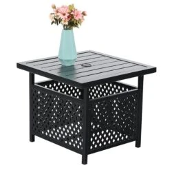 PHI VILLA Outdoor Bistro Side Table With Umbrella Hole -Phi Villa PHI VILLA Outdoor Bistro Table with Umbrella Hole