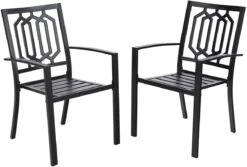 Patio Stackable Dining Chairs For Deck,Backyard PHI VILLA -Phi Villa PHI VILLA Outdoor Dining Chairs Garden Backyard Chairs 2