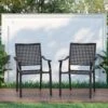 PHI VILLA Outdoor Fixed Steel Dining Chairs With Bullseye Flower Pattern - Set Of 2 -Phi Villa PHI VILLA Outdoor FixedSwivel Steel Dining Chairs with Bullseye Flower Pattern