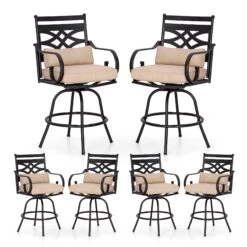 PHI VILLA Outdoor Steel Swivel Cushioned Bar Stools With Pillows -Phi Villa PHI VILLA Outdoor Steel Cushioned Bar Stools With Pillows 88b058f3 168b 474d a3c7 5559fb39a0e8
