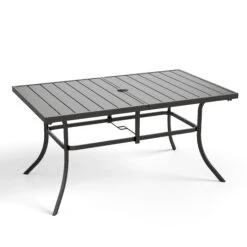PHI VILLA Panel Steel Rectangle Outdoor Patio Dining Table -Phi Villa PHI VILLA Panel Steel Rectangle Outdoor Patio Dining Table