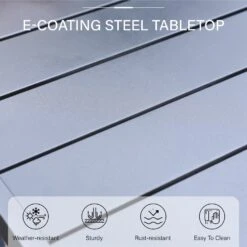 PHI VILLA 7-Piece Outdoor Dining Set With Rattan Cushioned Chairs & Steel Panel Table -Phi Villa PHI VILLA Panel Steel Rectangle Outdoor Patio Dining Table.2 26fd0bb8 0ff8 404f b078 86eac0dd4573