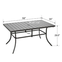 PHI VILLA 7-Piece Outdoor Patio Dining Set With Steel Panel Table And 6 Swivel Chairs -Phi Villa PHI VILLA Panel Steel Rectangle Outdoor Patio Dining Table b932b04f 9bc4 4009 a5b2 b0fea71794be