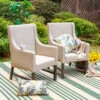 PHI VILLA Patio Textilene Fabric Padded Fixed Dining Chairs, Set Of 2