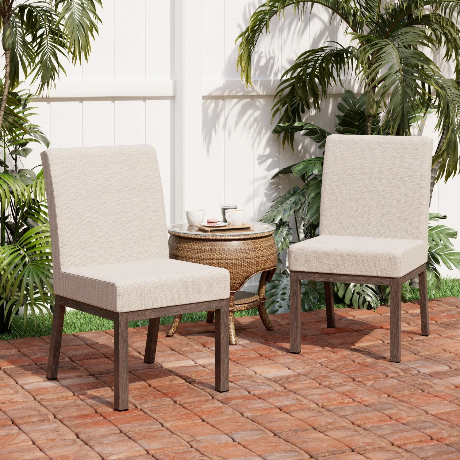 PHI VILLA Patio Textilene Padded Fixed Dining Chairs, Set Of 2 11 PHI VILLA Patio Textilene Padded Fixed Dining Chairs, Set Of 2 - Image 9