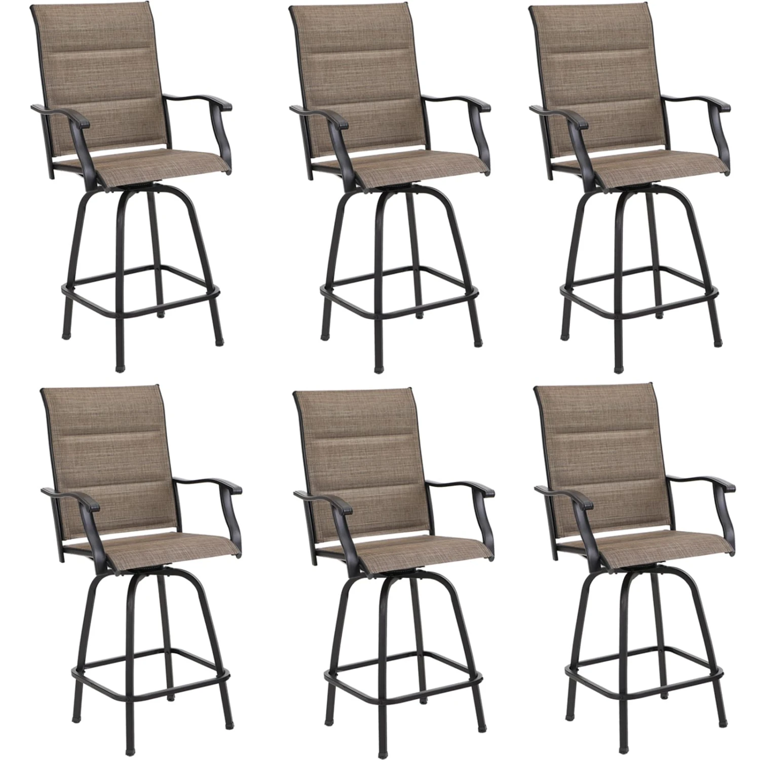 Outdoor Upgraded Padded Textilene All-Weather Swivel Bar Stools With Arms PHI VILLA 12 Outdoor Upgraded Padded Textilene All-Weather Swivel Bar Stools With Arms PHI VILLA - Image 10