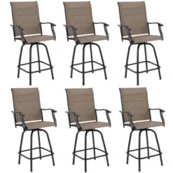 Outdoor Textilene All-Weather Swivel Bar Stools With Arms PHI VILLA -Phi Villa PHI VILLA Swivel Bar Stools All Weather Patio Furniture 522b3f32 63d8 414d a280 e9c59209f29c