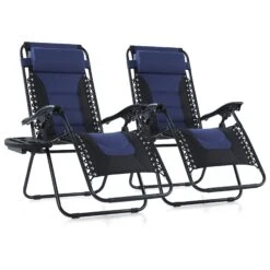 PHI VILLA Set Of 2 Padded Zero Gravity Lounge Chair Folding Patio Recliner