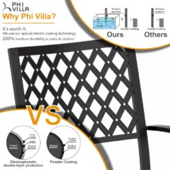 PHI VILLA 7-Piece Patio Dining Set 6 Steel Fixed/Swivel Chairs & Rectangle Table -Phi Villa PHIVILLA Patio Outdoor Dining Chairs Garden Backyard Chairs Set of 2 1 47c5bb69 29a1 4e4d bb94 5445e96b24b0