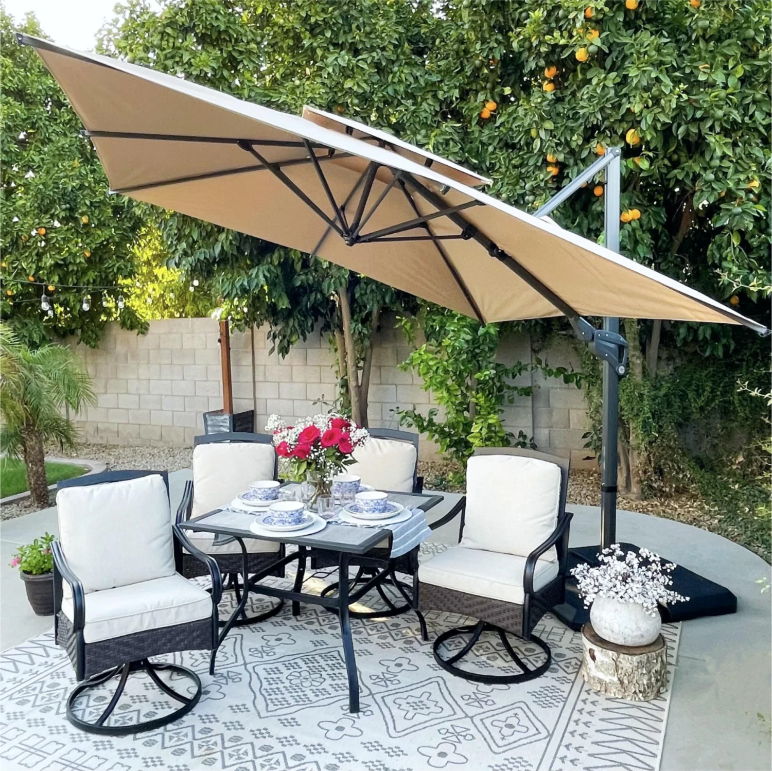 PHI VILLA 10ft Patio Square Umbrella Outdoor Offset Umbrella 3 PHI VILLA 10ft Patio Square Umbrella Outdoor Offset Umbrella