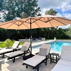 PHI VILLA 15ft 11-Color Double-Sided Patio Extra Large Twin Umbrella -Phi Villa PHIVILLA15ftDouble SidedPatioExtraLargeTwinUmbrella