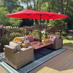 PHI VILLA 15ft 11-Color Double-Sided Patio Extra Large Twin Umbrella -Phi Villa PHIVILLA15ftDouble SidedPatioExtraLargeTwinUmbrella 3866b7f5 2113 46df 862d 12f1e3d5d641