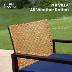 PHI VILLA 4-Piece Patio Conversation Set - Wicker Chairs And Acacia Wood Coffee Table - Modern And Stylish -Phi Villa PHI VILLA 4 Piece Patio Conversation Set08