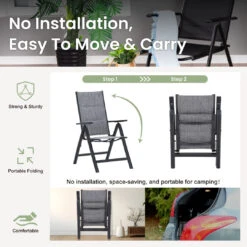 PHI VILLA Patio Folding Adjustable Aluminum & Textilene Dining Chairs -Phi Villa PV 0302024.12.30 5 eb6b484a f98c 44dc 9f2f 74512d4cbb63