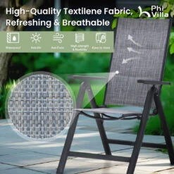 PHI VILLA Patio Folding Adjustable Aluminum & Textilene Dining Chairs -Phi Villa PV 0302024.12.30 6