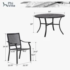 7-Piece Patio Dining Set For Backyard With Bullseye Pattern Chairs And Round Table-Phi Villa -Phi Villa PV 2024.4.26 PV 409 B