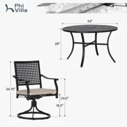 7-Piece Patio Dining Set For Backyard With Bullseye Pattern Chairs And Round Table-Phi Villa -Phi Villa PV 2024.4.26 PV 409 B adba44e5 c6df 409d bd93 8094925dc34a