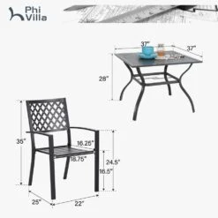 Classic 5-Piece Patio Dining Set For Garden Backyard PHI VILLA -Phi Villa PV 2024.4.2 E02GF0703 060 01