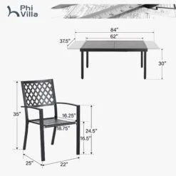 PHI VILLA 7-piece / 9-piece Outdoor Dining Sets Adjustable Steel Table And Stackable Chairs -Phi Villa PV 2024.4.2 PV 425 b311f21e c780 4120 9267 66d495de964f