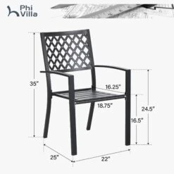 Patio Stackable Dining Chairs For Deck,Backyard PHI VILLA -Phi Villa PV 2024.4.2 01
