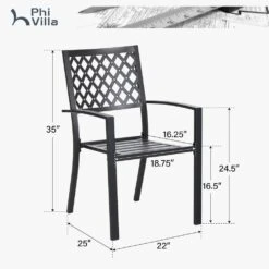 PHI VILLA 7-Piece Patio Dining Set 6 Fixed Stackable Chairs And Steel Rectangle Table -Phi Villa PV 2024.4.2 01 a732d75a b1fd 4a49 9156 7612d169e1d7