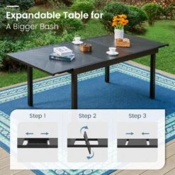 PHI VILLA 7-piece / 9-piece Outdoor Dining Sets Adjustable Steel Table And Stackable Chairs -Phi Villa PV 2024.4.3 PV425 8f4e267b 9c19 4b7b a5f8 a6530d3798e8