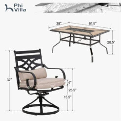 7-Piece Patio Dining Set Patch Wood-Grain Table And Stylish Steel Chairs -Phi Villa PV 2024.5.10 E02GF104 HE 36fe4c97 15e2 4d9d ae6e d497a8ac7f0c