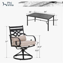 Phi Villa 7-Piece Patio Dining Set Of Stylish Steel Chairs And Steel Rectangle Table -Phi Villa PV 2024.5.10 PV 410 e3e0bf7a 056a 4892 83f8 5d1281398438