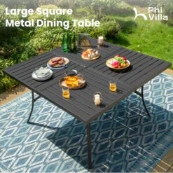 9-Piece Patio Dining Set With 60" Square Table And Textilene Swivel Chairs- Phi Villa -Phi Villa PV 452 1 2x 100