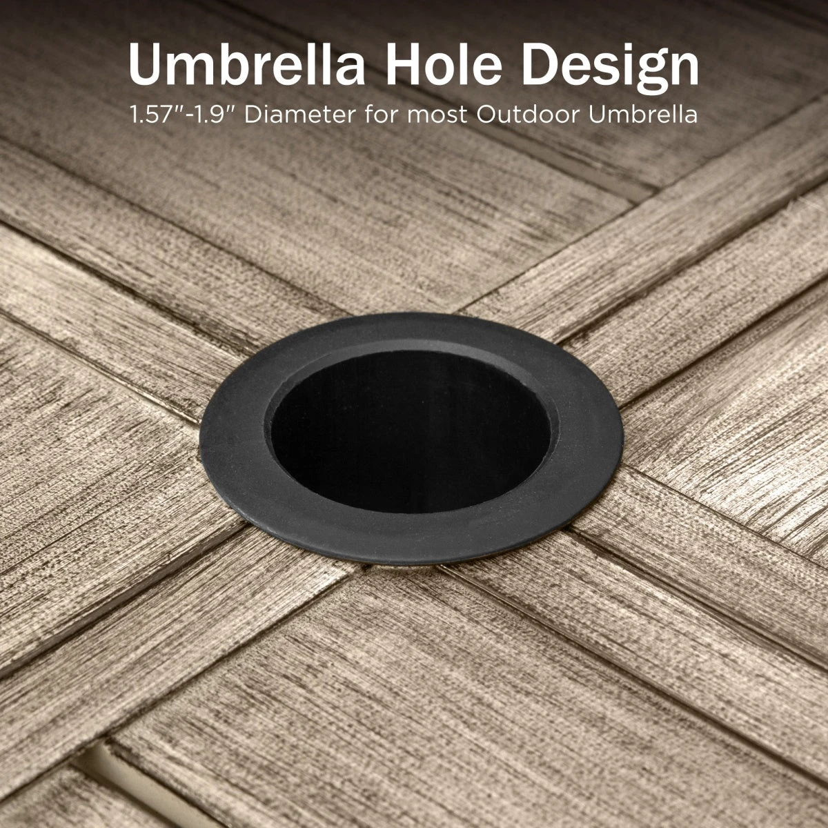 8-Seat Patio Dining Set For Family Reunio With Farmhouse Style Wood-like Table PHI VILLA 7 8-Seat Patio Dining Set For Family Reunio With Farmhouse Style Wood-like Table PHI VILLA - Image 5