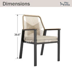 Stylish Rattan Rope Patio Dining Chairs-Phi Villa -Phi Villa PV 471 02