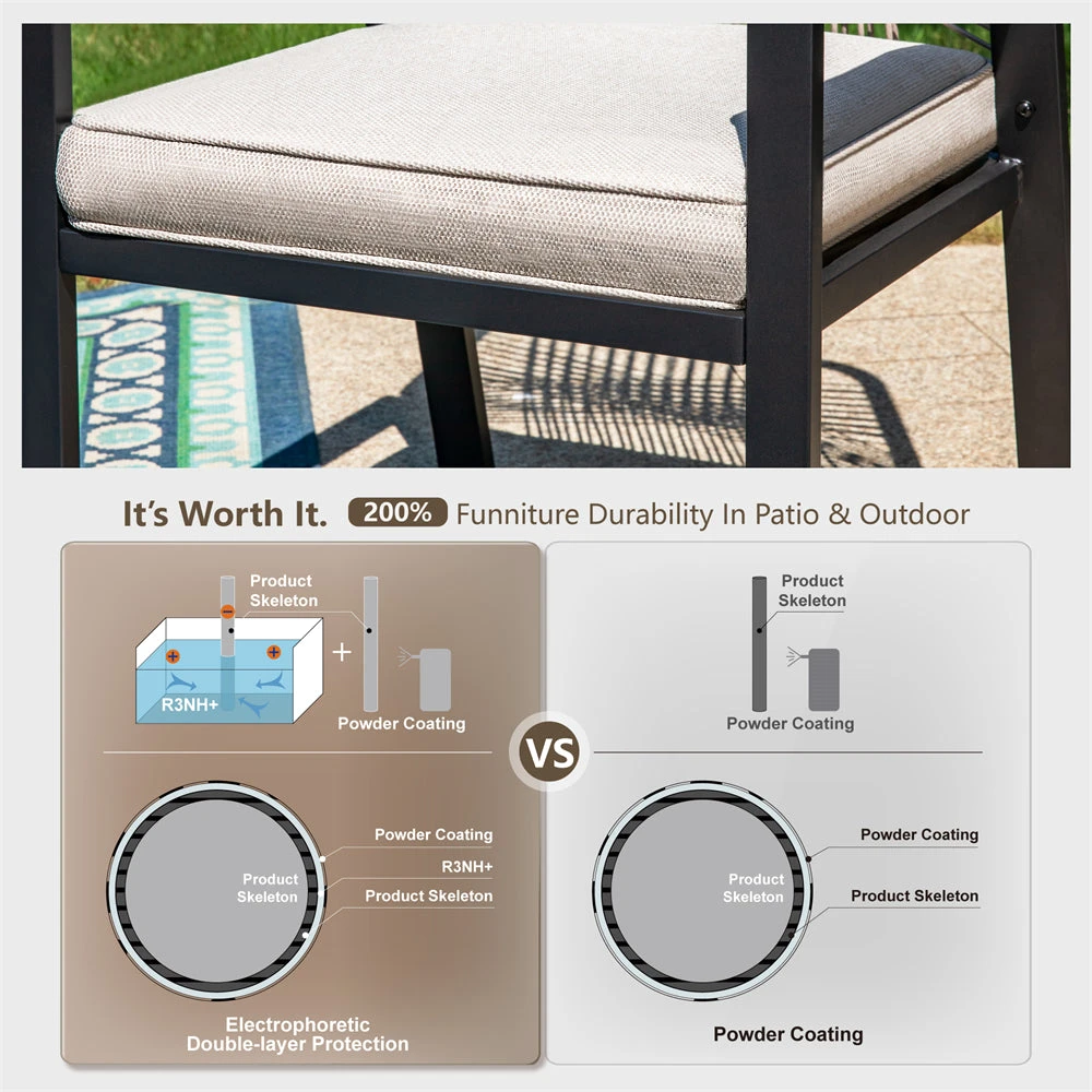 5/7-Piece Patio Dining Set With Patterned Round Table & Stylish Rattan Rope Chairs-Phi Villa 10 5/7-Piece Patio Dining Set With Patterned Round Table & Stylish Rattan Rope Chairs-Phi Villa - Image 8