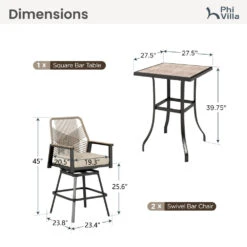Phi Villa Mirage Rope-art High Bar Stools-3-Pcs. -Phi Villa PV 483 484 PV 2025.03.17 4