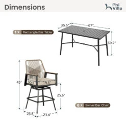 Phi Villa Mirage 7-Pcs. Rope-art High Bar Stools -Phi Villa PV 483 484 PV 2025.03.17 6